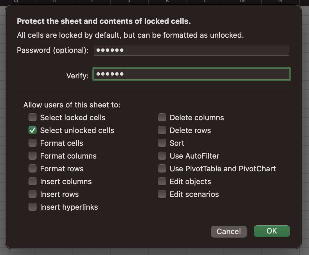 Protect the sheet and contents of locked cells